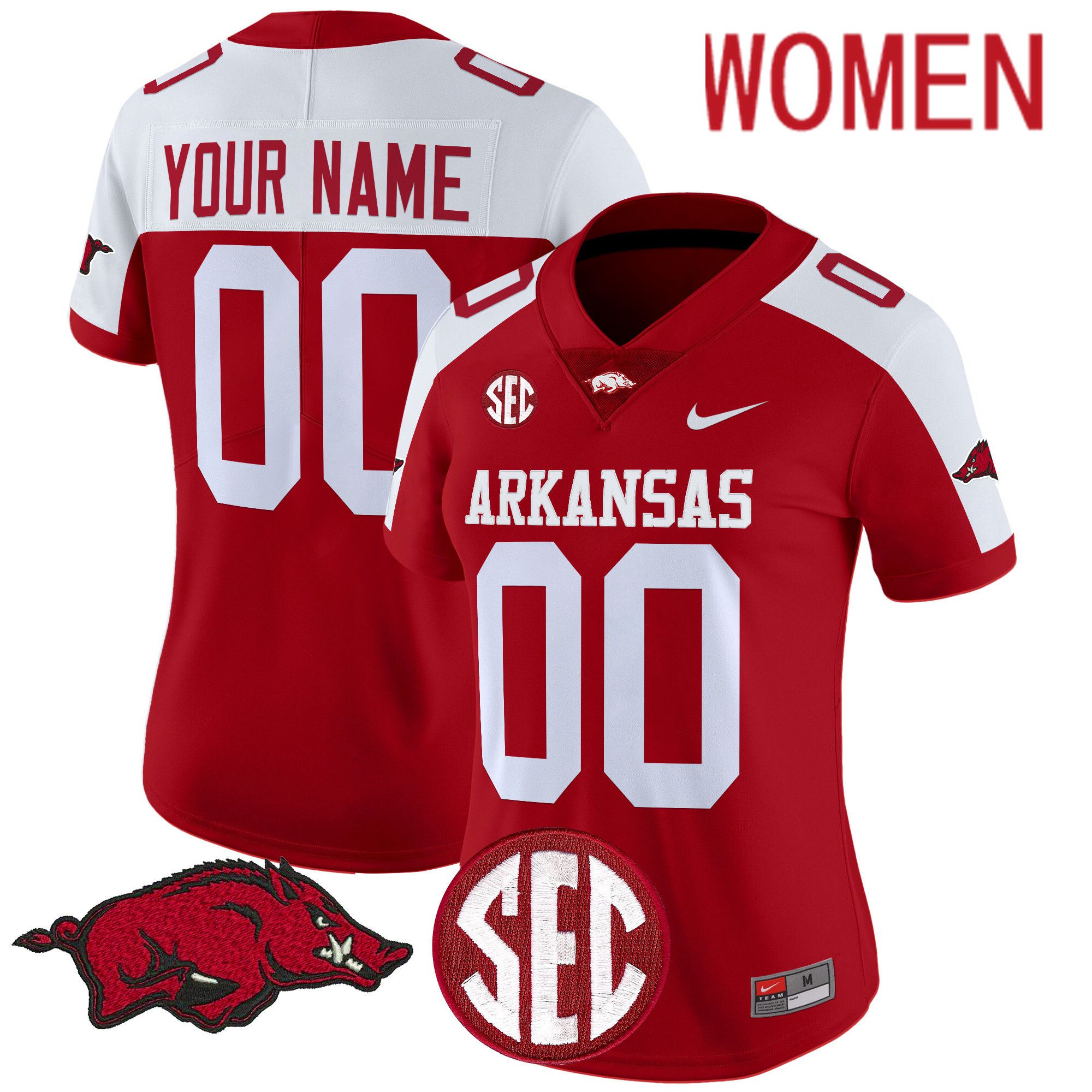 Women Arkansas Razorbacks Red Nike 2024 Vapor Limited Custom NCAA Jersey style 1